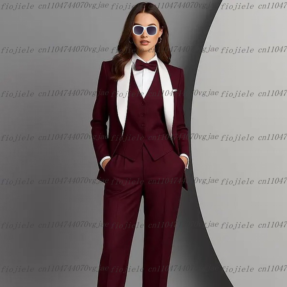 Blazer Set Women Formal - 화이트 버건디 정장 여성 정장 웨딩