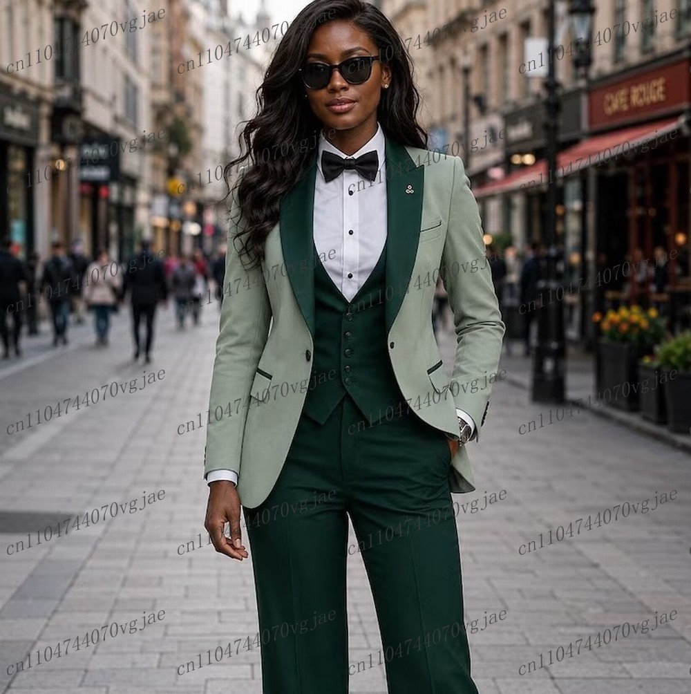 Blazer Set Women Formal - 민트 그린과 다크 그린 정장 여성