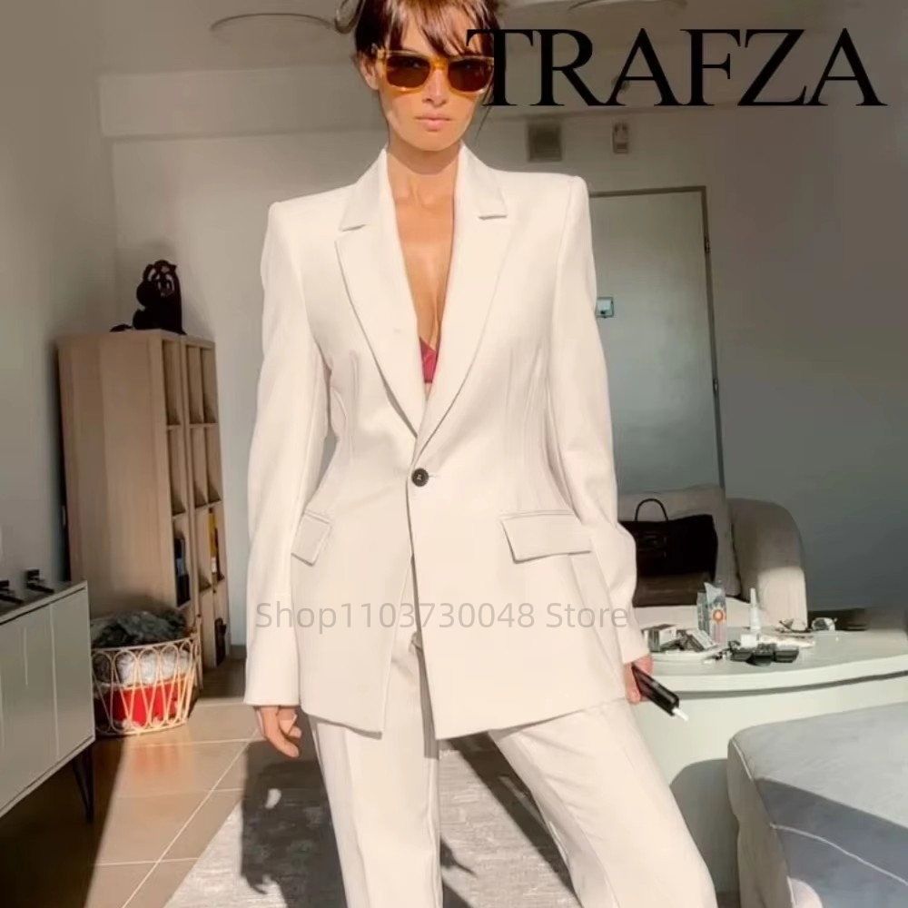 패션 오피스 여성 블레이저 및 바지 정장 세트, 화이트 - Female Formal Wear 리뷰 및 가격